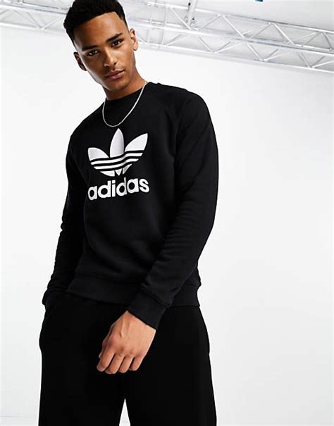 adidas Originals – Sweatshirt in Schwarz mit großem Dreiblatt 